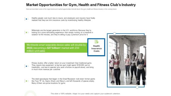 Strategies To Enter Physical Fitness Club Business Market Opportunities For Gym Health And Fitness Clubs Industry Infographics PDF