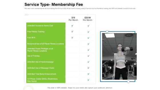 Strategies To Enter Physical Fitness Club Business Service Type Membership Fee Structure PDF