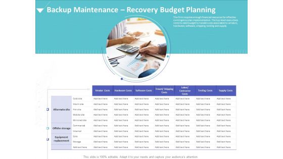 Strategies To Mitigate Cyber Security Risks Backup Maintenance Recovery Budget Planning Ppt Ideas Graphic Images