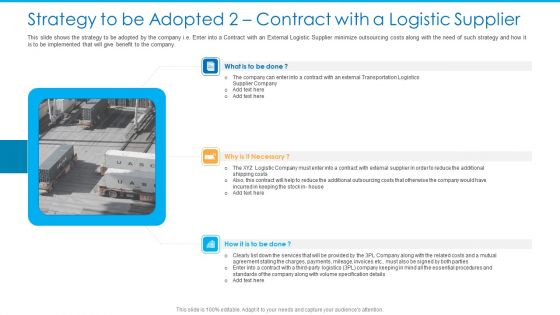 Strategy To Be Adopted 2 Contract With A Logistic Supplier Diagrams PDF