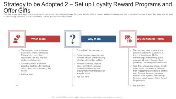 Strategy To Be Adopted 2 Set Up Loyalty Reward Programs And Offer Gifts Ppt Infographic Template Slide Portrait PDF