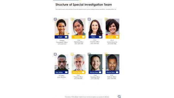 Structure Of Special Investigation Team One Pager Sample Example Document Structure Of Special Investigation Team One Pager Sample Example Document