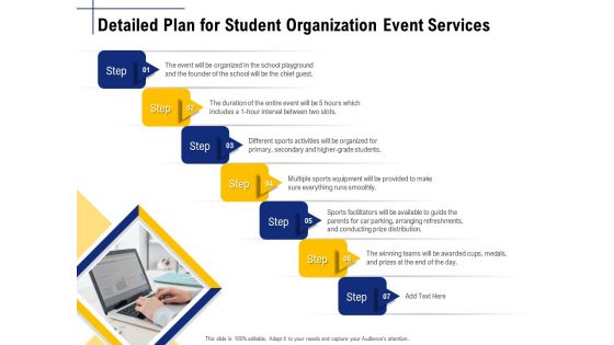 Student Club Event Planning Detailed Plan For Student Organization Event Services Ppt Model Templates PDF