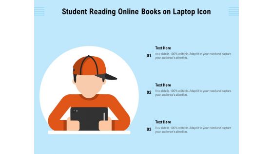 Student Reading Online Books On Laptop Icon Ppt PowerPoint Presentation Gallery Background Images PDF