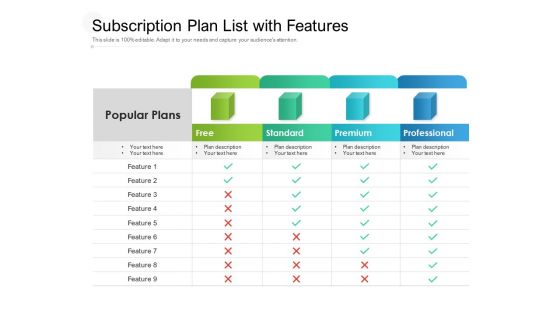 Subscription Plan List With Features Ppt PowerPoint Presentation Ideas Outline