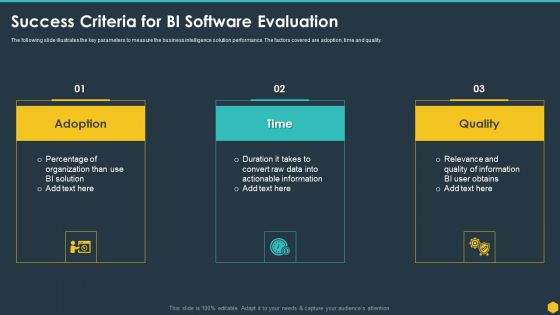 Success Criteria For BI Software Evaluation BI Transformation Toolset Brochure PDF