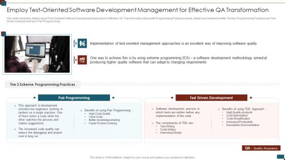 Successful Quality Assurance Transition Techniques To Enhance Product Quality Employ Test Oriented Software Development Themes PDF