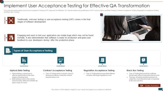 Successful Quality Assurance Transition Techniques To Enhance Product Quality Implement User Acceptance Testing Diagrams PDF