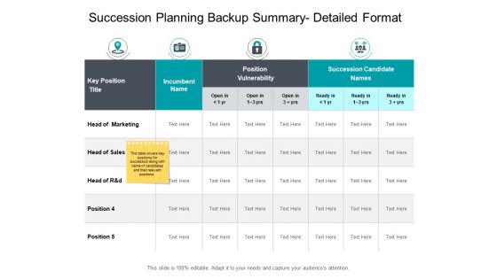 Succession Planning Backup Summary Detailed Format Planning Ppt PowerPoint Presentation Layouts Summary