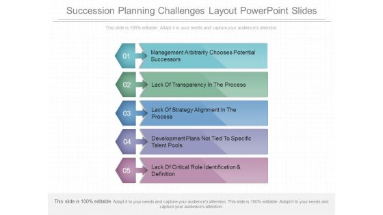 Succession Planning Challenges Layout Powerpoint Slides