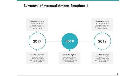 Summary Of Accomplishments Ppt PowerPoint Presentation Complete Deck With Slides
