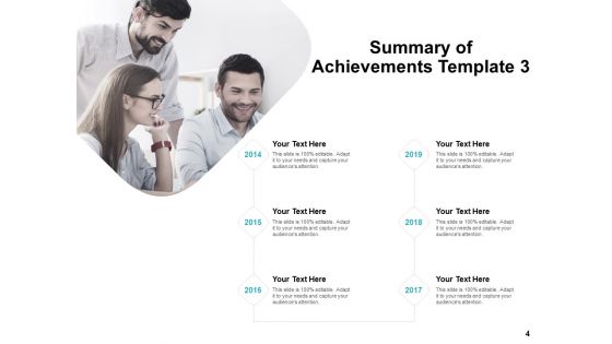 Summary Of Achievements Ppt PowerPoint Presentation Complete Deck With Slides