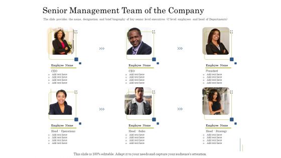Supplementary Debt Financing Pitch Deck Senior Management Team Of The Company Themes PDF