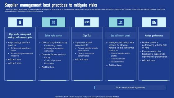 Supplier Management Best Practices To Mitigate Risks Inspiration PDF Supplier Management Best Practices To Mitigate Risks Inspiration PDF