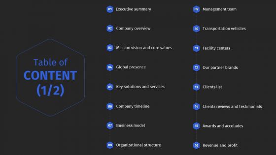 Supply Chain Solutions Business Outline Table Of Content Inspiration PDF
