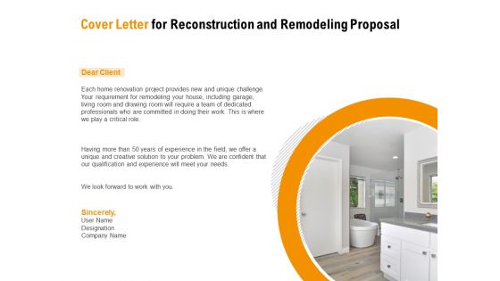 Sustainable Building Renovation Cover Letter For Reconstruction And Remodeling Proposal Rules PDF