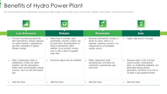Sustainable Energy Benefits Of Hydro Power Plant Mockup PDF