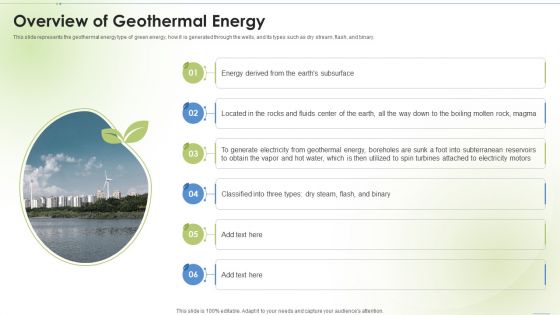 Sustainable Energy Overview Of Geothermal Energy Ppt PowerPoint Presentation Inspiration Influencers PDF