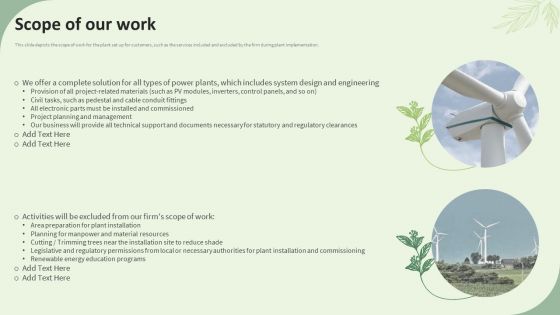 Sustainable Energy Resources Scope Of Our Work Ppt Pictures Icon PDF Sustainable Energy Resources Scope Of Our Work Ppt Pictures Icon PDF