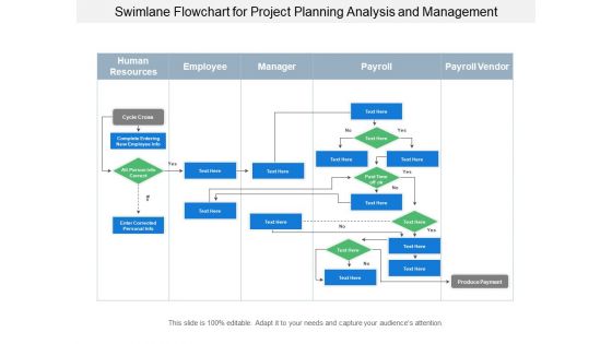 Swimlane Flowchart For Project Planning Analysis And Management Ppt PowerPoint Presentation Portfolio Tips