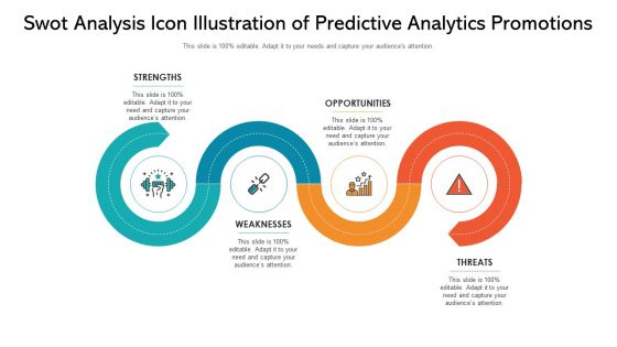 Swot Analysis Icon Illustration Of Predictive Analytics Promotions Ppt PowerPoint Presentation File Elements PDF