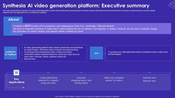 Synthesia AI Video Generation Platform Executive Summary Rules PDF Synthesia AI Video Generation Platform Executive Summary Rules PDF
