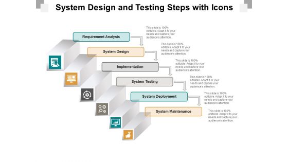 System Design And Testing Steps With Icons Ppt PowerPoint Presentation Outline Slide Download