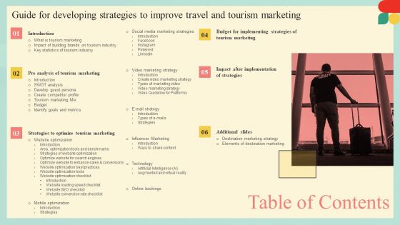 Table Of Conten Guide Developing Strategies To Improve Travel Tourism Marketing Structure PDF