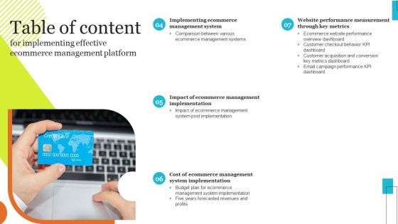 Table Of Content For Implementing Effective Ecommerce Management Platform Sample PDF