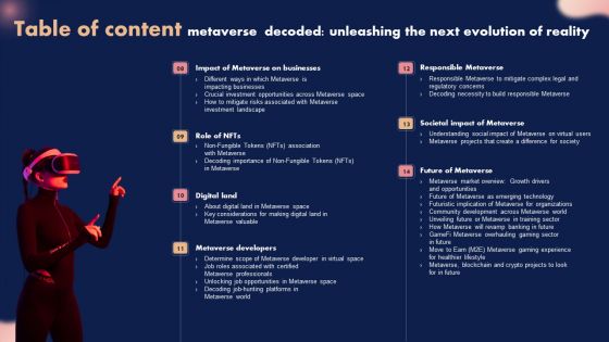 Table Of Content Metaverse Decoded Unleashing The Next Evolution Of Reality Graphics PDF