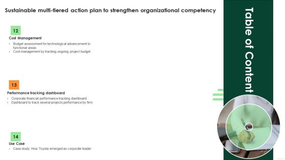 Table Of Content Sustainable Multi Tiered Action Plan To Strengthen Organizational Competency Rules PDF