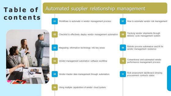 Table Of Contents Automated Supplier Relationship Management Wd Information PDF
