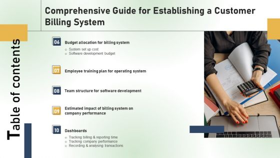 Table Of Contents Comprehensive Guide For Establishing A Customer Billing System Ppt PowerPoint Presentation File Pictures PDF