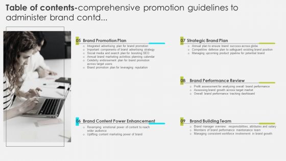 Table Of Contents Comprehensive Promotion Guidelines To Administer Brand Slides PDF