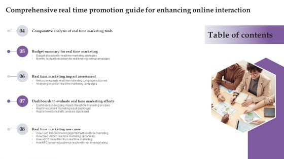Table Of Contents Comprehensive Real Time Promotion Guide Enhancing Online Interaction Clipart PDF