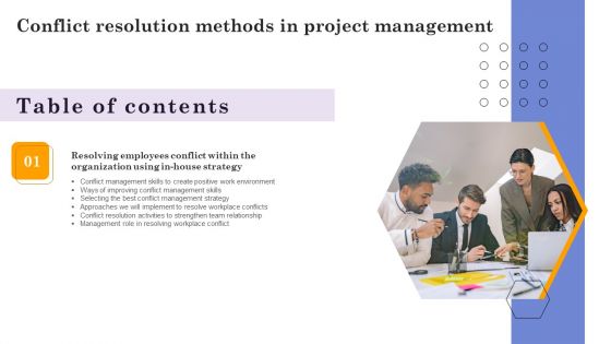 Table Of Contents Conflict Resolution Methods In Project Managements Guidelines PDF