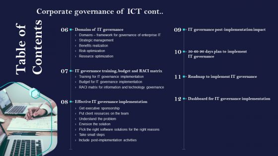 Table Of Contents Corporate Governance Of ICT Guidelines PDF