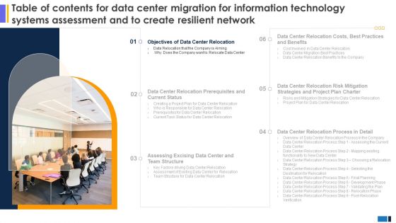 Table Of Contents Data Center Migration Information Technology Systems Assessment Create Resilient Network Tips Summary PDF
