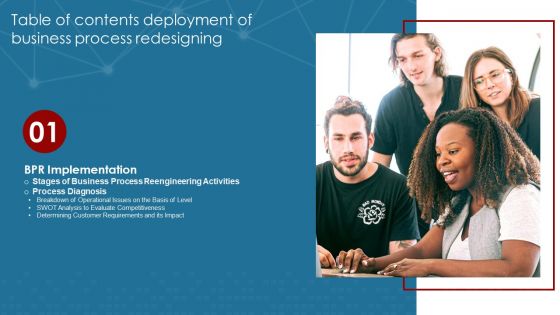 Table Of Contents Deployment Of Business Process Redesigning Themes PDF