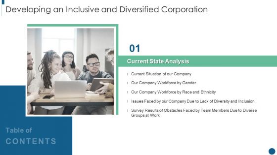 Table Of Contents Developing An Inclusive And Diversified Corporation Information PDF