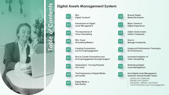 Table Of Contents Digital Assets Management System Elements PDF
