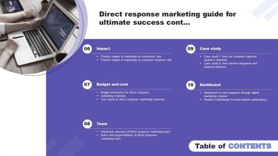 Table Of Contents Direct Response Marketing Guide For Ultimate Success Professional PDF