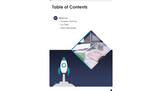 Table Of Contents Entrepreneurship Skill Program Proposal One Pager Sample Example Document Table Of Contents Entrepreneurship Skill Program Proposal One Pager Sample Example Document