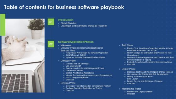 Table Of Contents For Business Software Playbook Download PDF