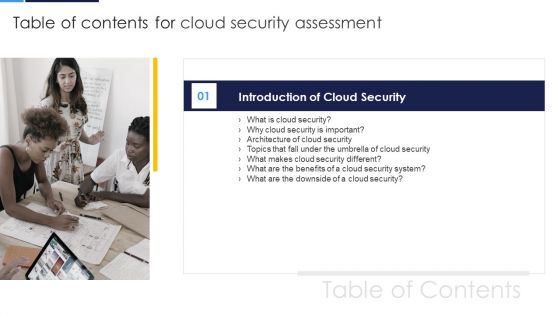 Table Of Contents For Cloud Security Assessment Ideas PDF