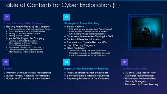 Table Of Contents For Cyber Exploitation IT Pictures PDF