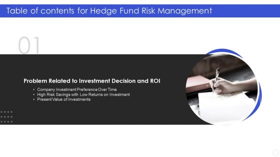 Table Of Contents For Hedge Fund Risk Management Low Summary PDF