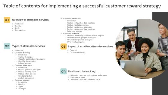 Table Of Contents For Implementing A Successful Customer Reward Strategy Information PDF