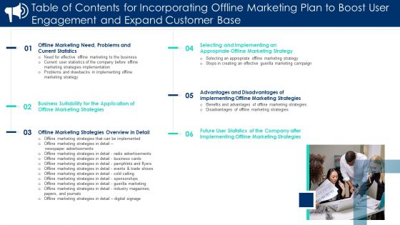 Table Of Contents For Incorporating Offline Marketing Plan To Boost User Engagement And Expand Slides PDF