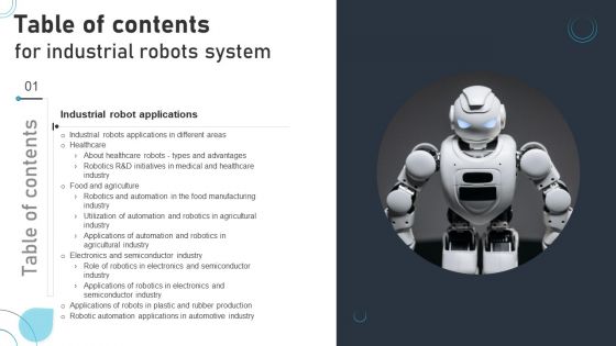 Table Of Contents For Industrial Robots System Ppt PowerPoint Presentation Gallery Slides PDF Table Of Contents For Industrial Robots System Ppt PowerPoint Presentation Gallery Slides PDF